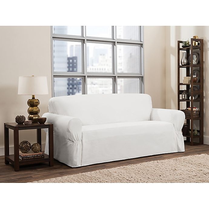 slide 1 of 5, Smart Fit Parker Relaxed Cotton Sofa Slipcover - White, 1 ct