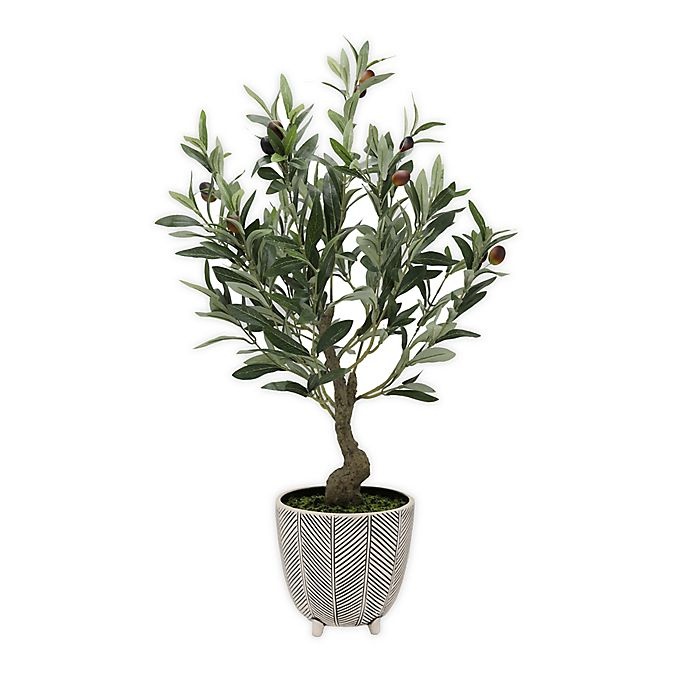 slide 1 of 1, Global Caravan Artificial Olive Tree - Ceramic Pot, 26 in