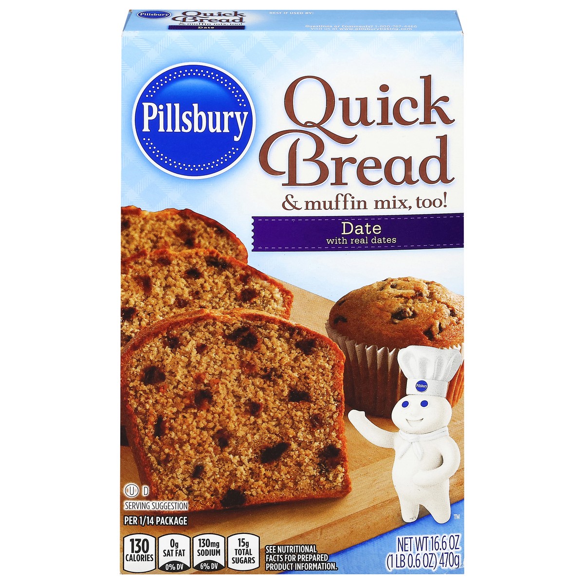 slide 1 of 15, Pillsbury Date Quick Bread & Muffin Mix, 16.6 oz, 16.60 oz