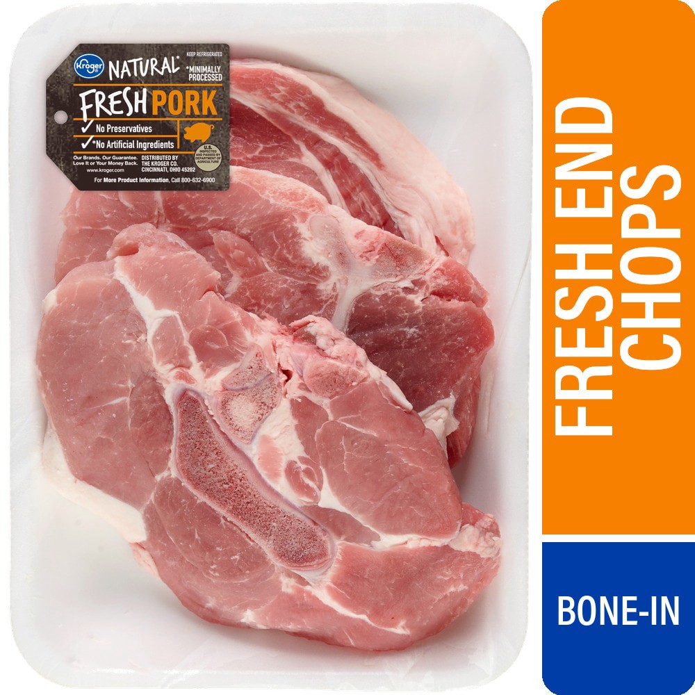 slide 1 of 6, Kroger Pork Loin Assorted End Chops Bone In, per lb