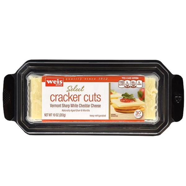 slide 1 of 1, Weis Quality Cracker Cuts Vermont Sharp White Cheddar Cheese, 10 oz