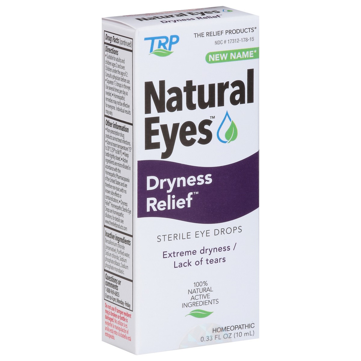 slide 4 of 9, TRP Natural Eyes Dryness Relief Sterile Eye Drops 0.33 fl oz, 0.33 fl oz