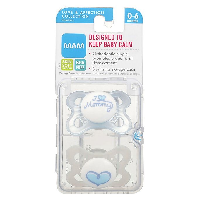 slide 4 of 12, MAM Love & Affection Age 0-6 Months I Love Mommy Pacifier - Blue, 2 ct