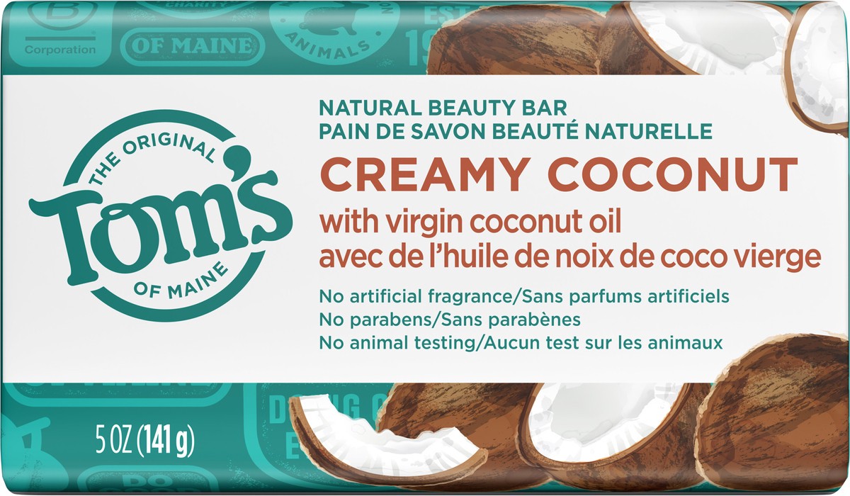 slide 2 of 2, Tom's of Maine Natural Beauty Bar Soap, Creamy Coconut With Virgin Coconut Oil, 5 oz. 6-Pack, 5 oz