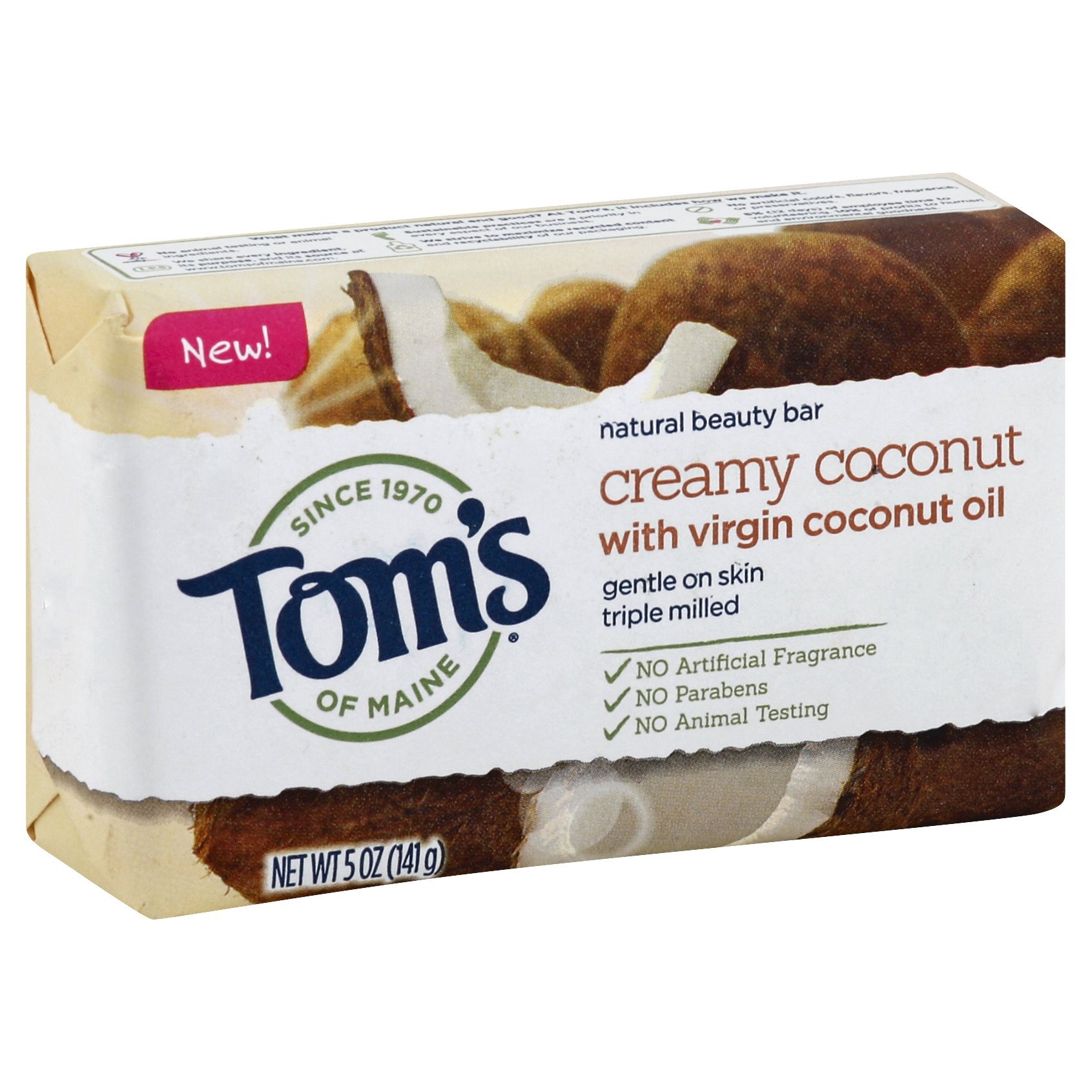 slide 1 of 2, Tom's of Maine Natural Beauty Bar Soap, Creamy Coconut With Virgin Coconut Oil, 5 oz. 6-Pack, 5 oz