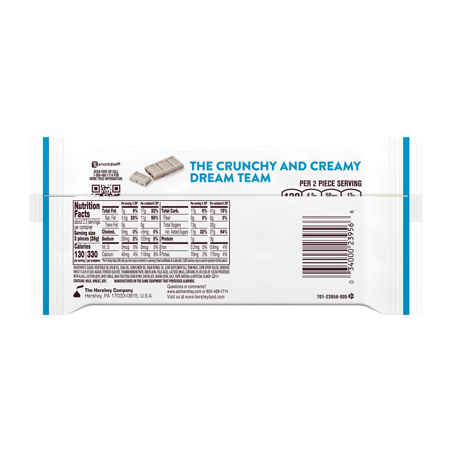 slide 8 of 8, Hershey's Cookies 'n' Creme Snack Size, Candy Bars, 0.45 oz (5 Count), 0.45 oz