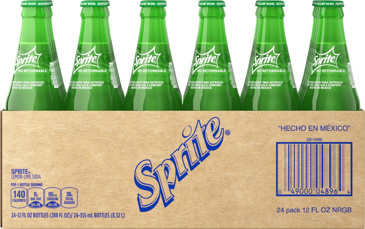 slide 7 of 9, Sprite Mexico Lemon Lime Soda Soft Drinks, 355 mL, 24 Pack, 288 fl oz