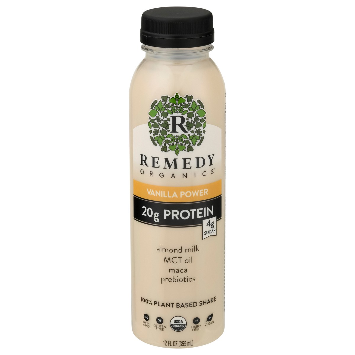 slide 1 of 9, Remedy Organics 100% Plant Based Vanilla Power Shake 12 fl oz, 12 fl oz