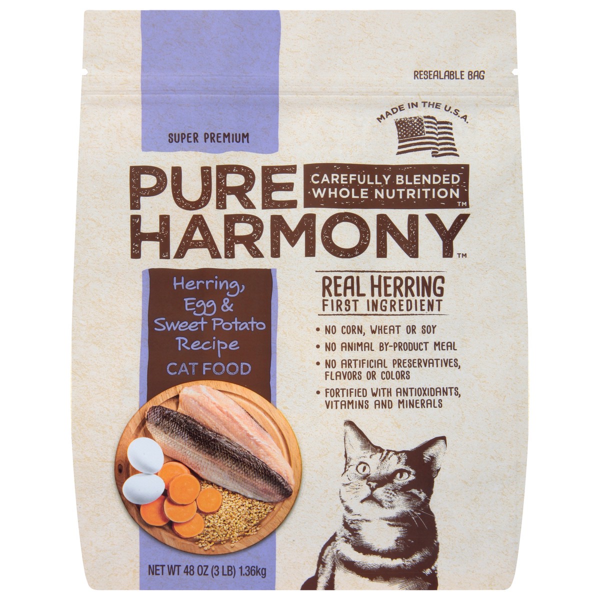 slide 1 of 9, Pure Harmony Herring Egg & Sweet Potato Cat Food, 3 lb