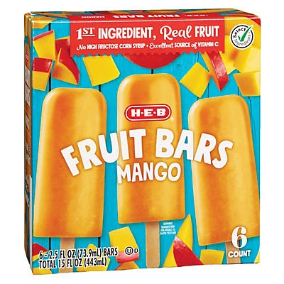 slide 1 of 1, H-E-B Select Ingredients Mango Fruit Bars, 6 ct