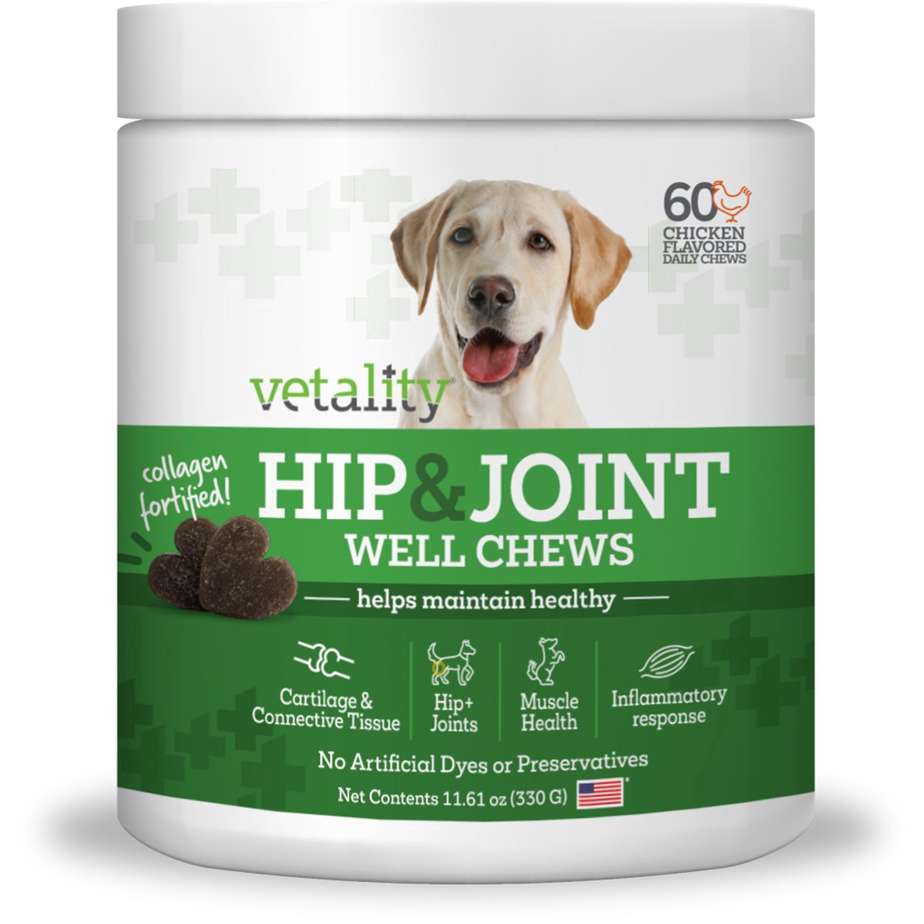 slide 1 of 1, Vetality Hip & Joint Well Chews Chicken, 60 ct