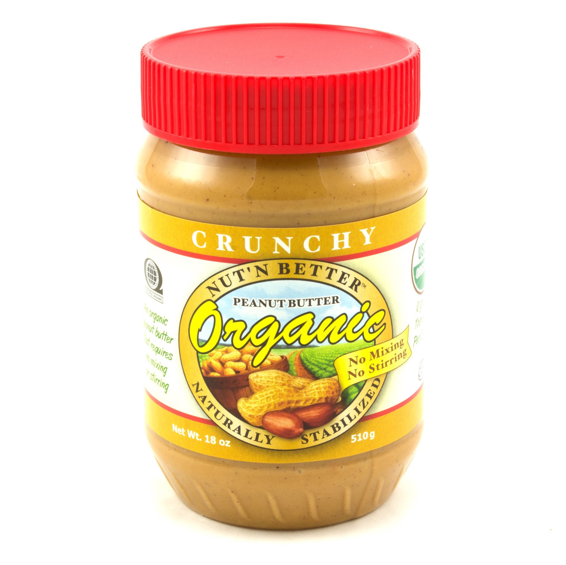 slide 1 of 1, Nut'n Better No-Stir Organic Crunchy Peanut Butter, 18 oz