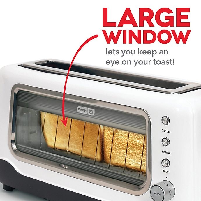 slide 7 of 7, Dash Clear View 2-Slice Toaster - White, 1 ct