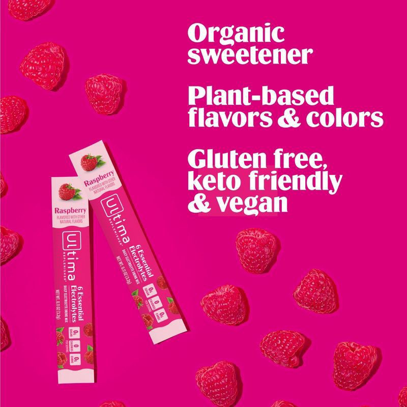 slide 8 of 8, Ultima Replenisher Daily Hydration Electrolyte Stick Packs - Raspberry - 1.6oz/14ct, 2.3 oz