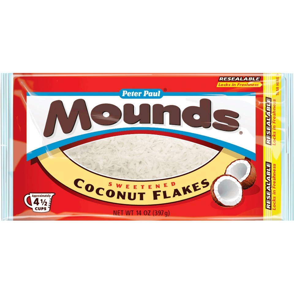 slide 1 of 1, Mounds Peter Paul Mounds Sweetened Coconut Flakes, 14 oz