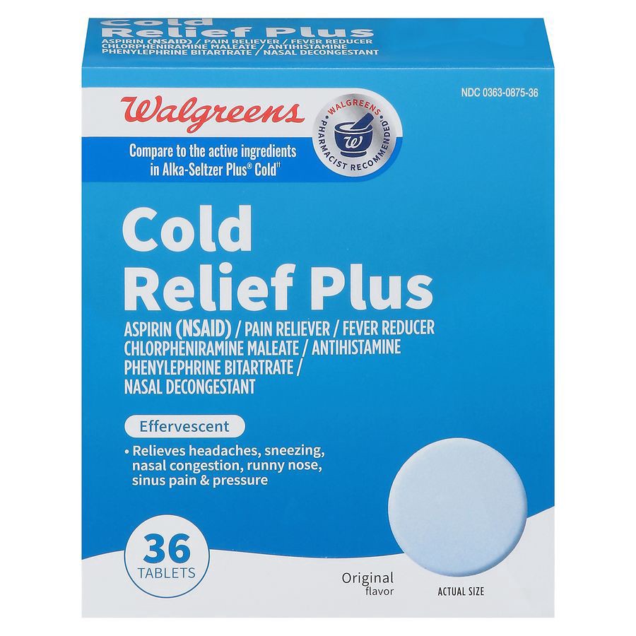 slide 1 of 5, Walgreens Cold Relief Plus Original, 36 ct