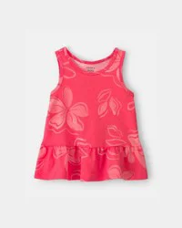 Carters Toddler Girl Floral Peplum Tank Top - Coral Orange 2T
