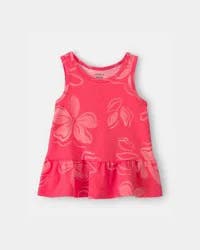 Carters Toddler Girl Floral Peplum Tank Top - Coral Orange 2T
