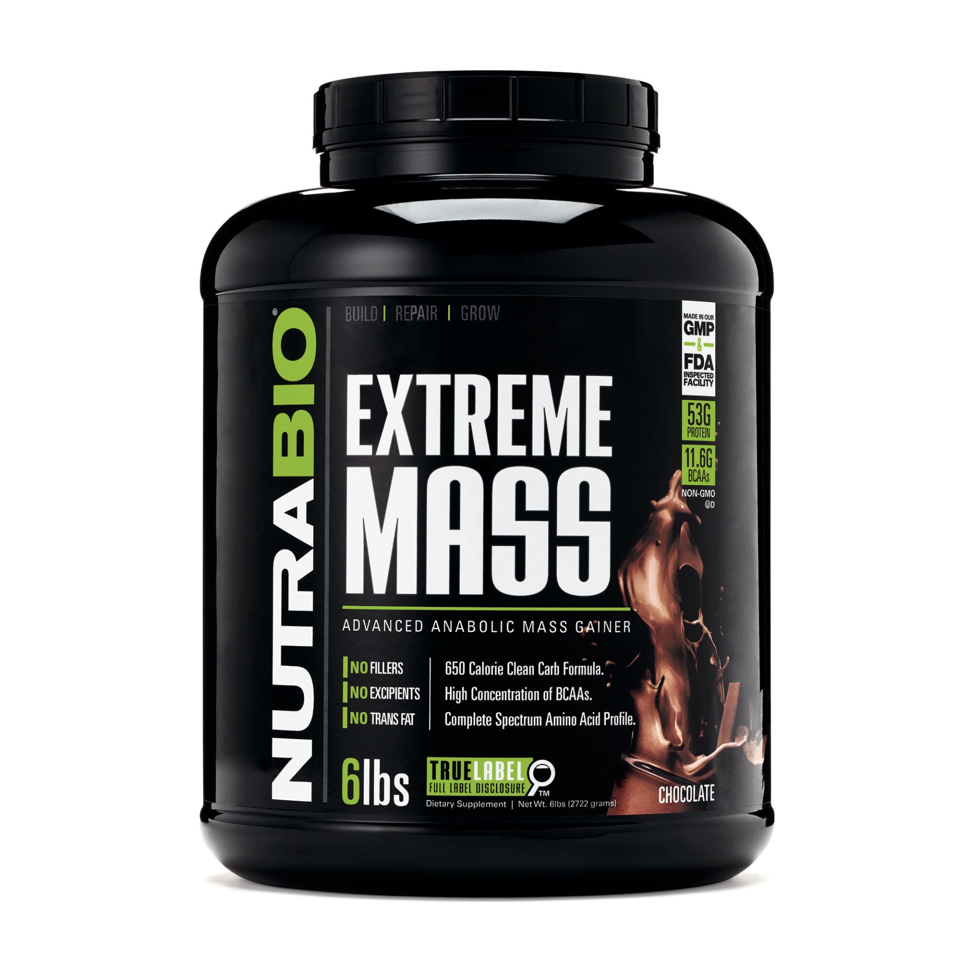 slide 1 of 1, NutraBio Extreme Mass - Chocolate, 6 lb