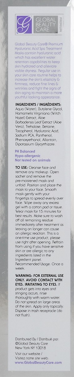 slide 2 of 5, Global Beauty Care Spa Treatment Mask 5 ea, 5 ct