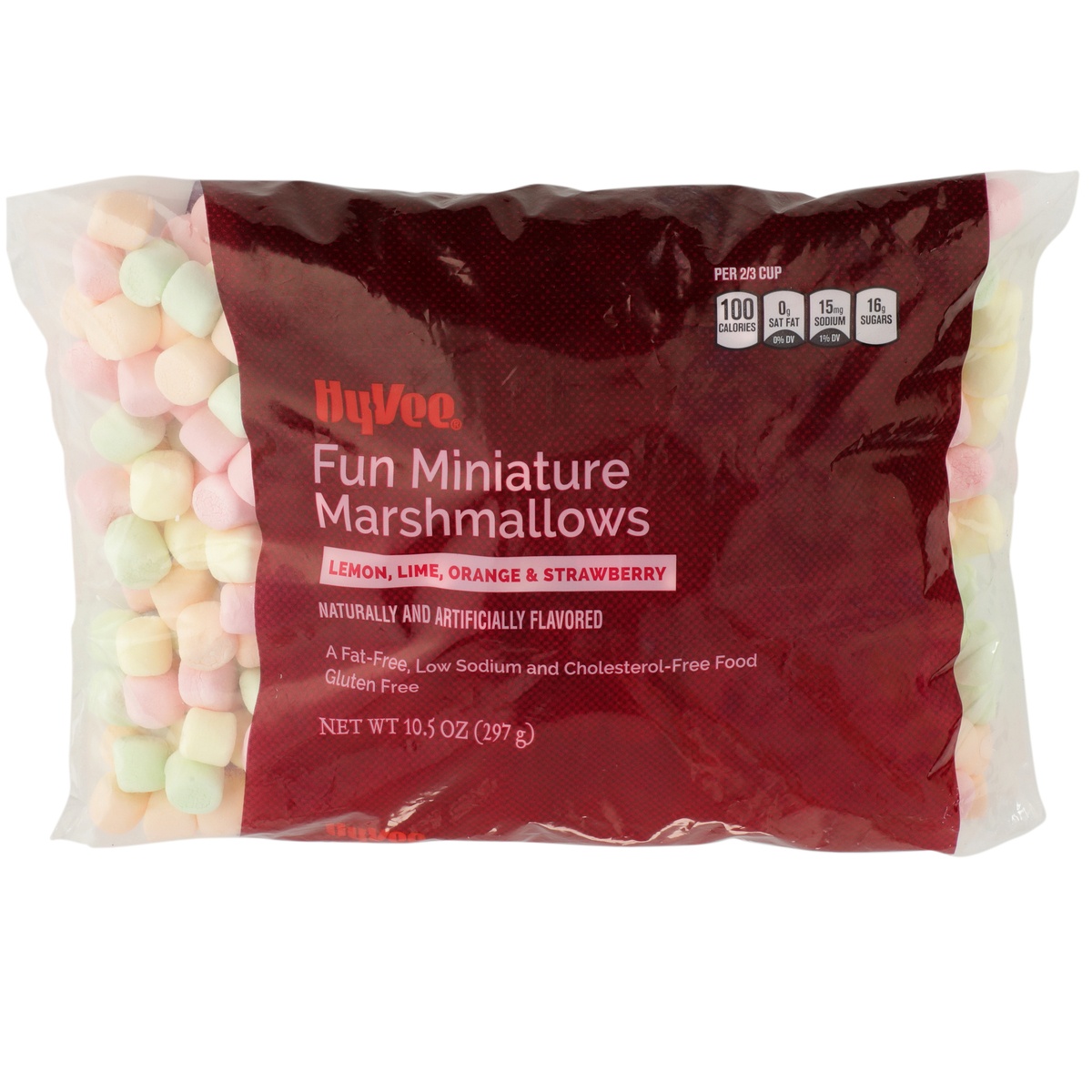 slide 1 of 1, Hy-vee Lemon, Lime, Orange & Strawberry Fun Miniature Marshmallows, 10.5 oz