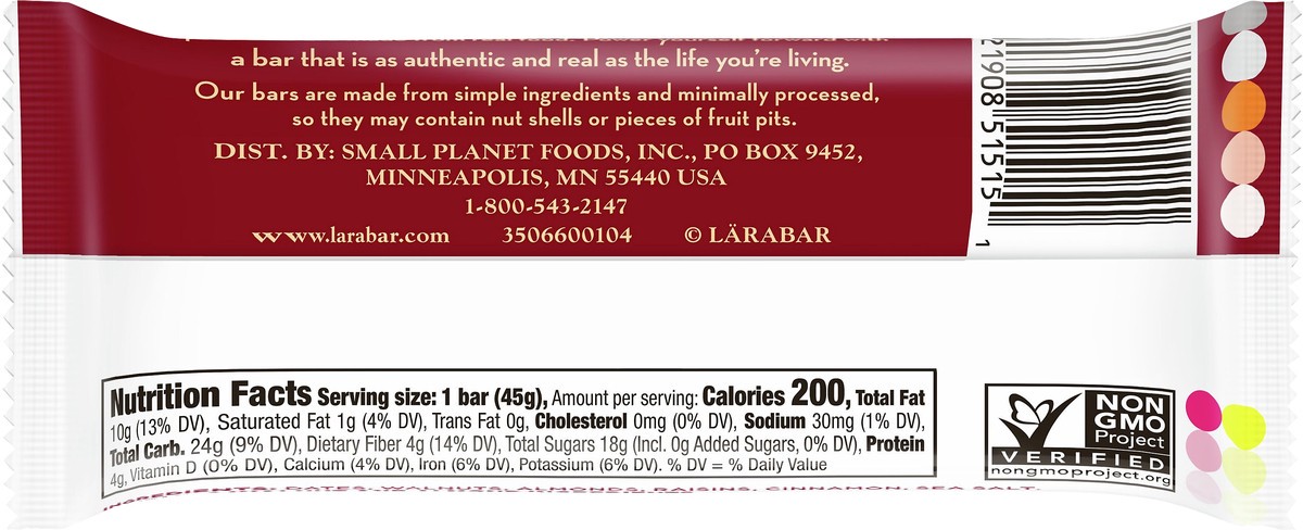 slide 11 of 13, LÄRABAR Cinnamon Roll Fruit & Nut Bar 1.6 oz, 1.6 oz