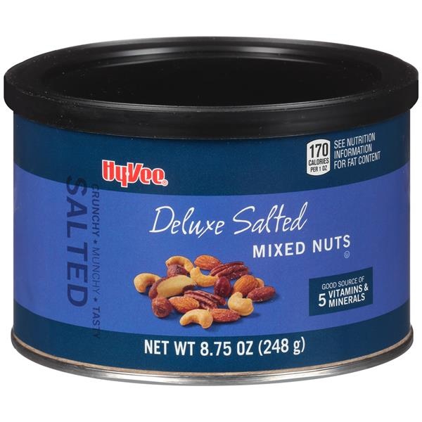 slide 1 of 1, Hy-vee Deluxe Salted Mixed Nuts, 8.75 oz