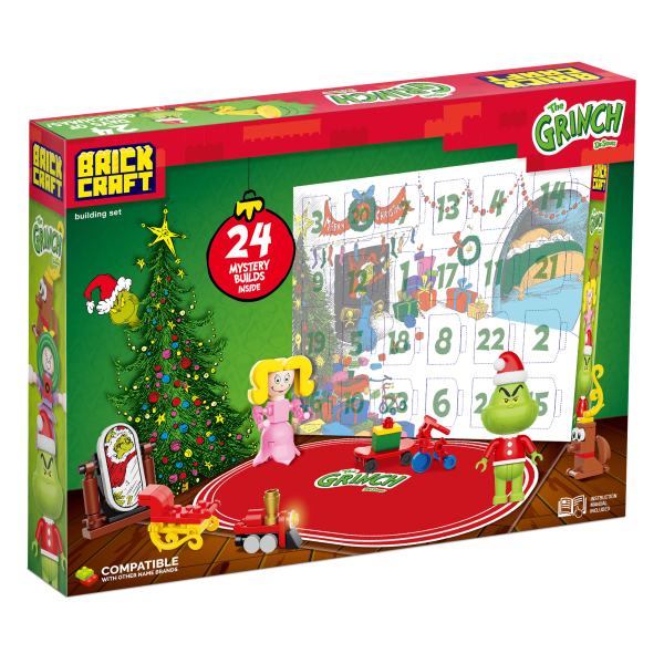 slide 2 of 6, Brickcraft Grinch Advent Calendar Holiday Building Set, Multicolor, Set Of 277 Pieces, 1 ct