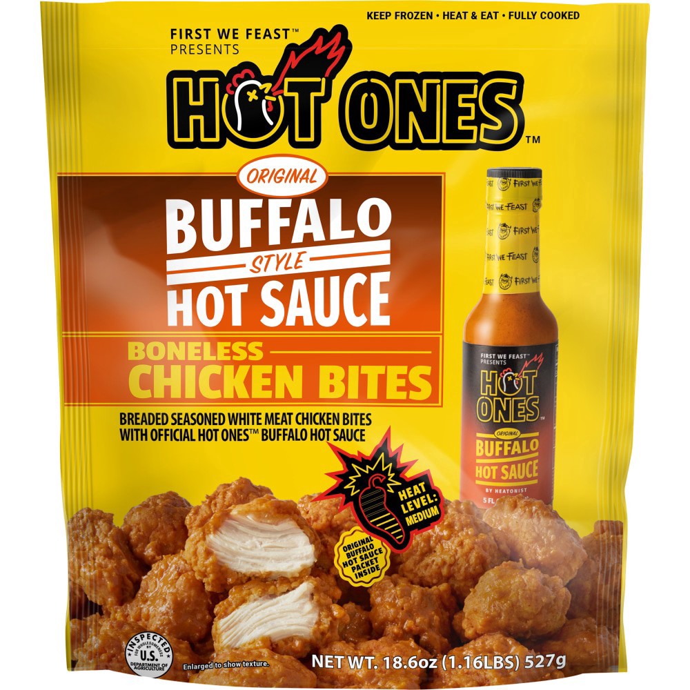 slide 2 of 4, Hot Ones Original Buffalo Style Hot Sauce Boneless Chicken Bites, 18.6 oz