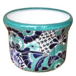 Blue Orange Pottery Tlaquepaque Gelatin Planter