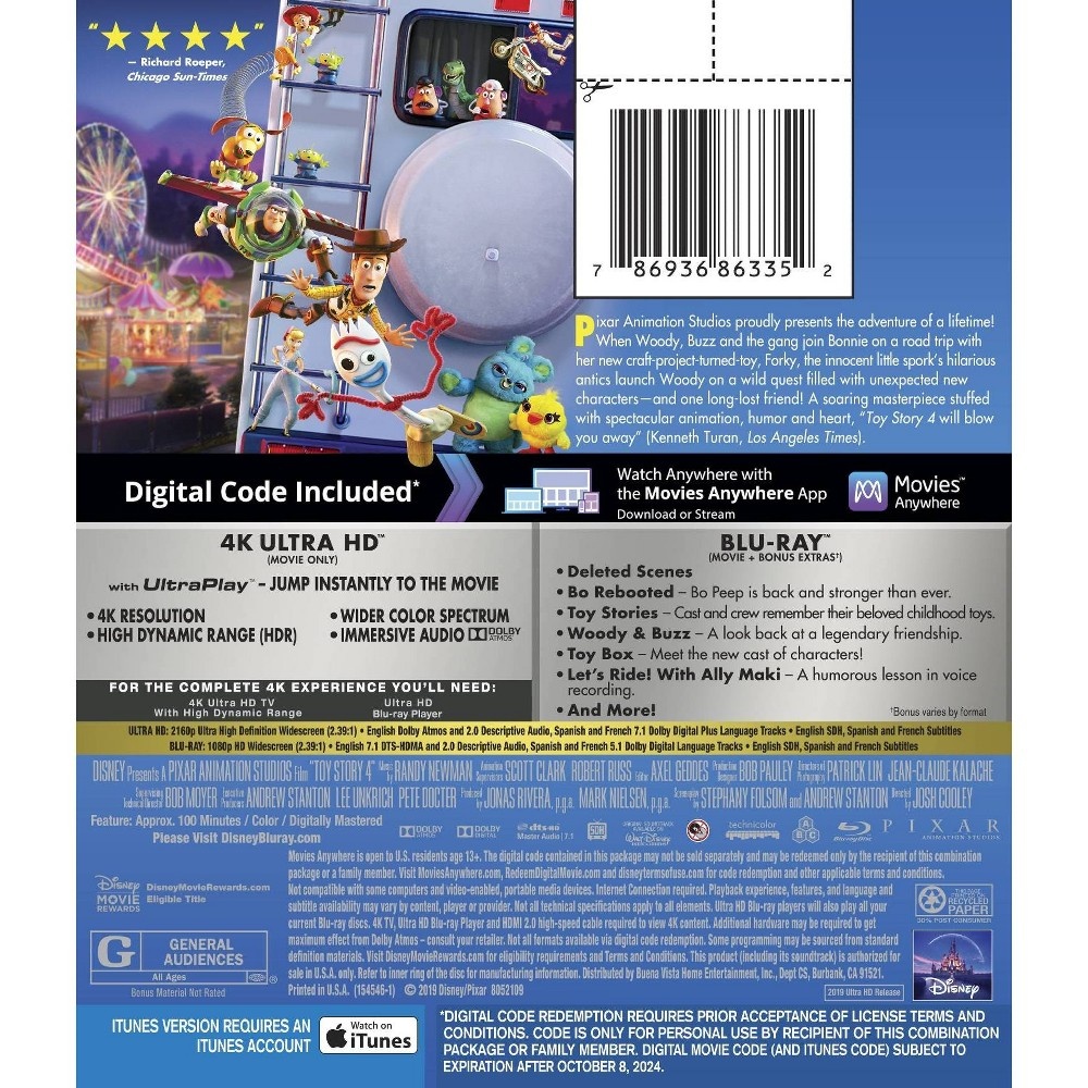 slide 2 of 2, Disney Toy Story 4 4K Ultra HD Blu-ray Digital Code, 1 ct