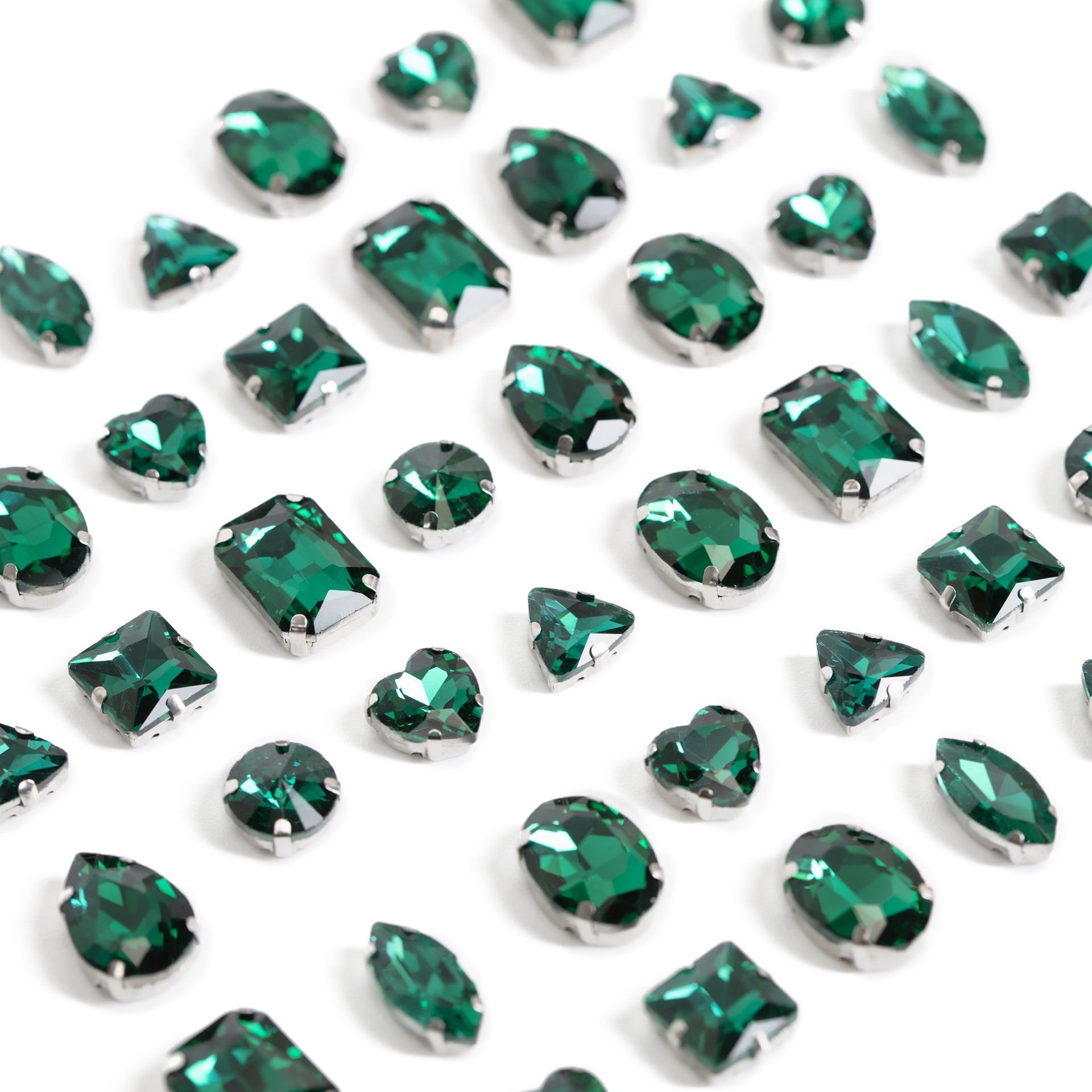 slide 3 of 6, Cousindiy Silver Emerald Glass Sew-On Rhinestones, 48ct., 48 ct