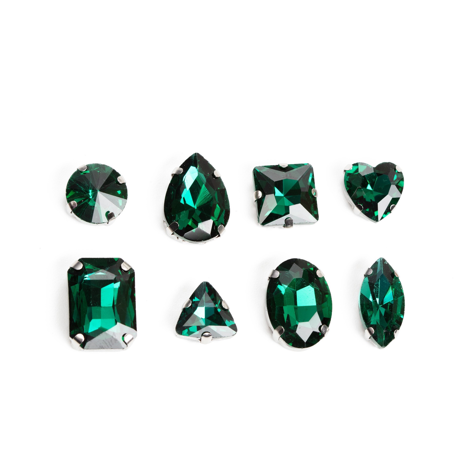 slide 6 of 6, Cousindiy Silver Emerald Glass Sew-On Rhinestones, 48ct., 48 ct