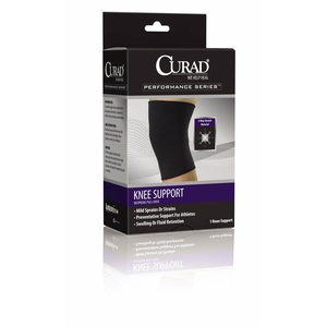 slide 1 of 1, Curad + Neoprene Pull-Over Knee Supports + 4-Way Stretch Material (M), 1 ct