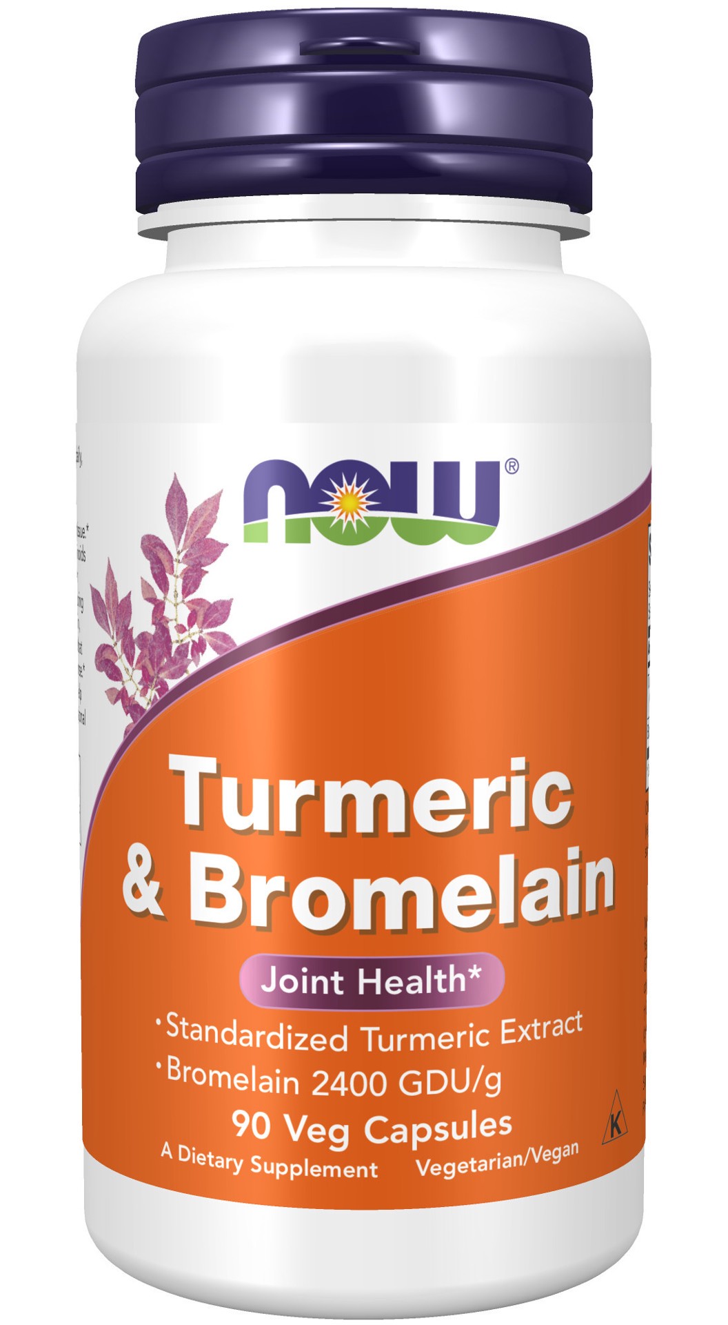 slide 1 of 4, NOW Turmeric & Bromelain - 90 Veg Capsules, 90 ct