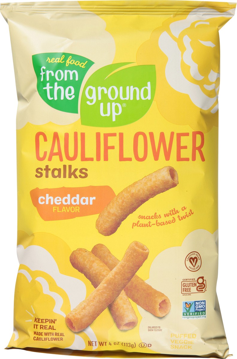slide 9 of 13, Real Food From the Ground Up Cheddar Flavor Cauliflower Stalks 4 oz, 4 oz