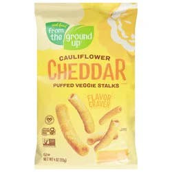 Real Food From the Ground Up Puffed Cauliflower Cheddar Veggie Stalks 4 oz