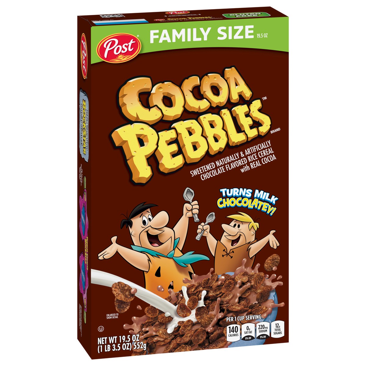 slide 2 of 9, Post Cocoa PEBBLES Cereal, 19.5 OZ Box,