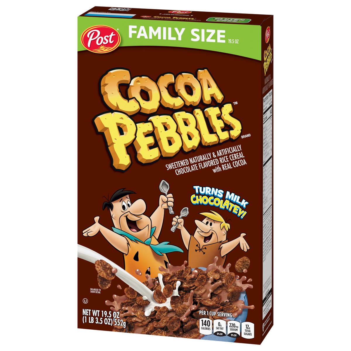 slide 3 of 9, Post Cocoa PEBBLES Cereal, 19.5 OZ Box,