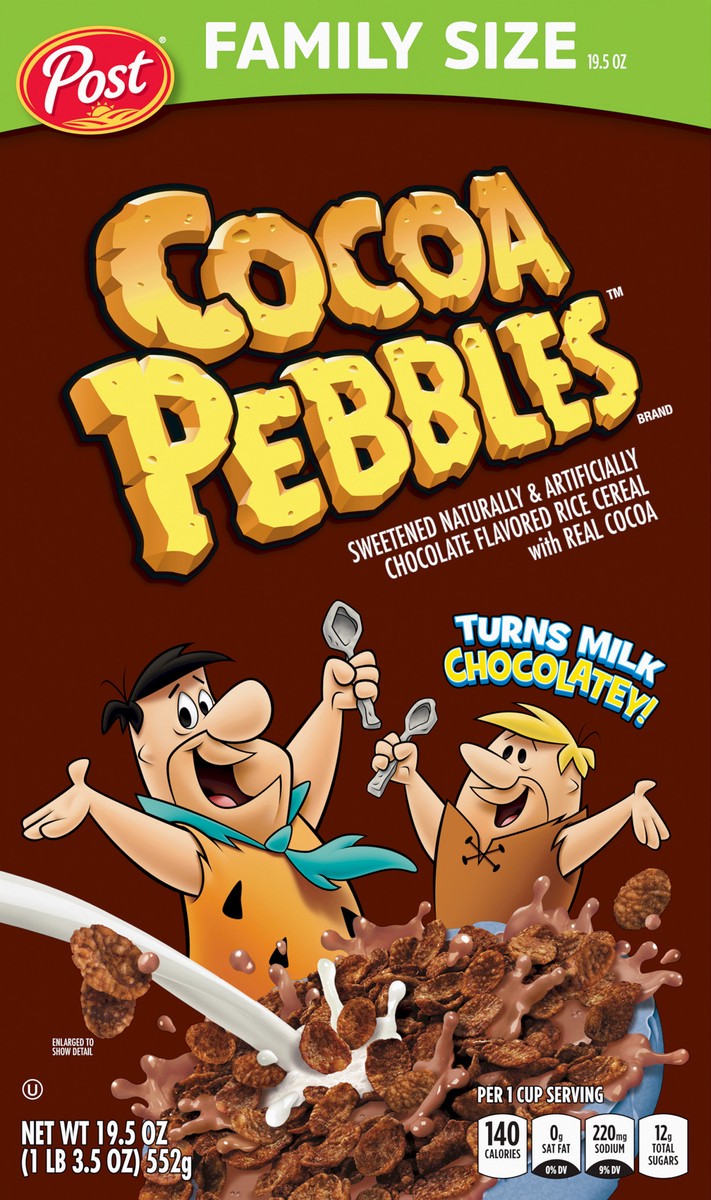 slide 4 of 9, Post Cocoa PEBBLES Cereal, 19.5 OZ Box,