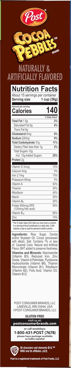 slide 6 of 9, Post Cocoa PEBBLES Cereal, 19.5 OZ Box,
