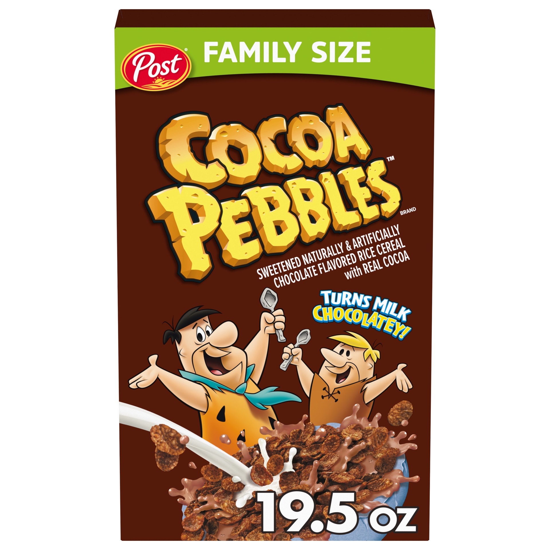slide 1 of 9, Post Cocoa PEBBLES Cereal, 19.5 OZ Box,
