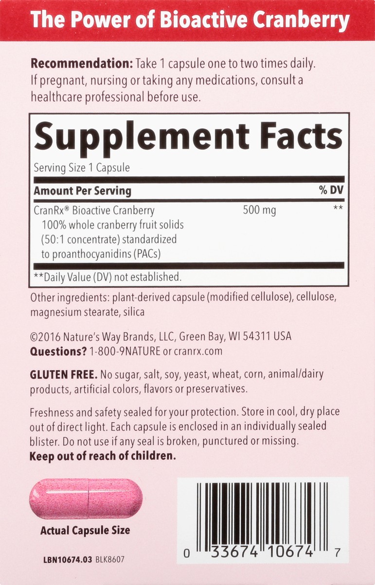 slide 8 of 9, Nature's Way CranRx Capsules Urinary Health 500 mg Bioactive Cranberry 30 ea, 30 ct