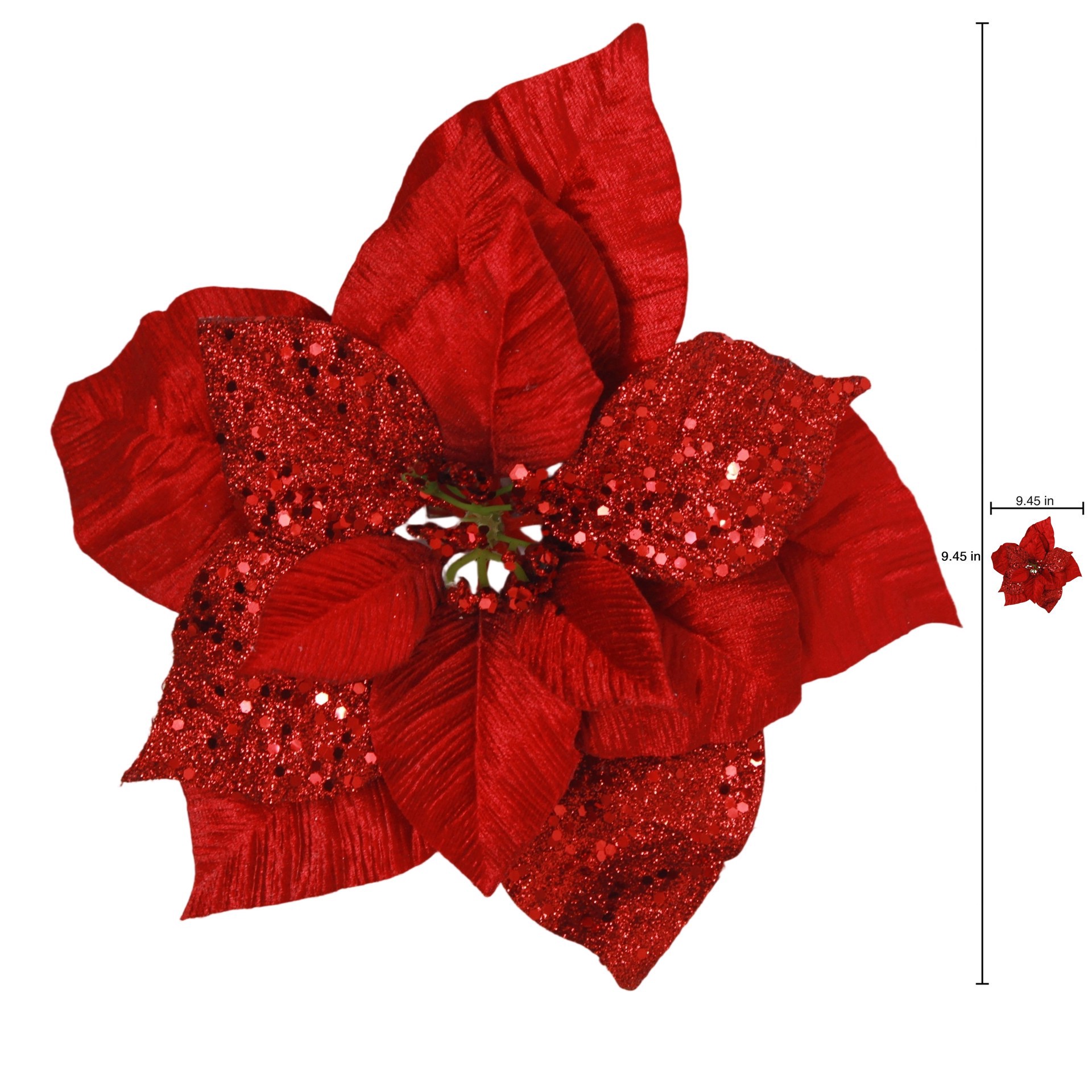 slide 3 of 3, 9.5" Poinsettia Clip Floral Accent By Ashland, 9.5 in