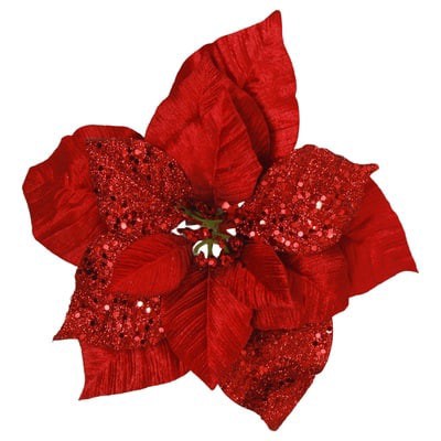 slide 1 of 3, 9.5" Poinsettia Clip Floral Accent By Ashland, 9.5 in