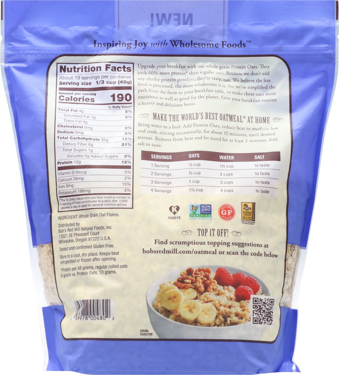 slide 6 of 13, Bob's Red Mill Protein Oats 32 oz, 32 oz