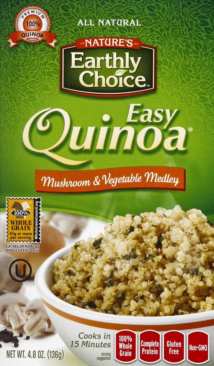 slide 4 of 4, Nature's Earthly Choice Easy Quinoa Mushroom & Vegetable Medley, 4.8 oz