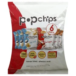 popchips Popped Chip Snack, Potato, Sea Salt/Barbeque, 6 Pack