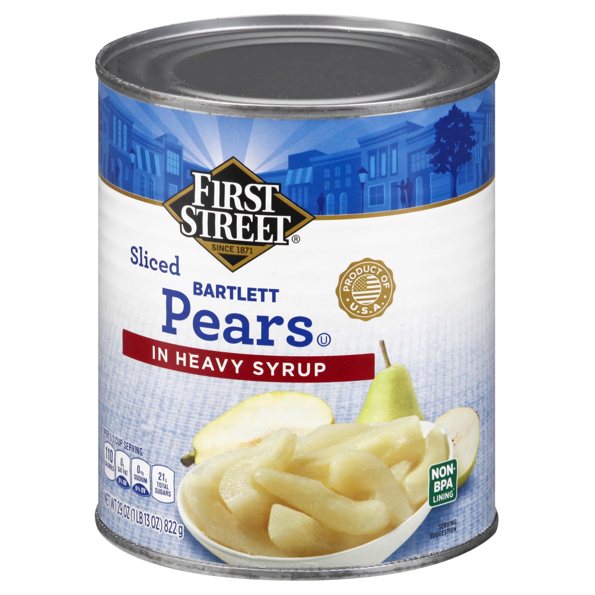 slide 9 of 10, First Street Sliced Pears In Heavy Syrup, 29 oz