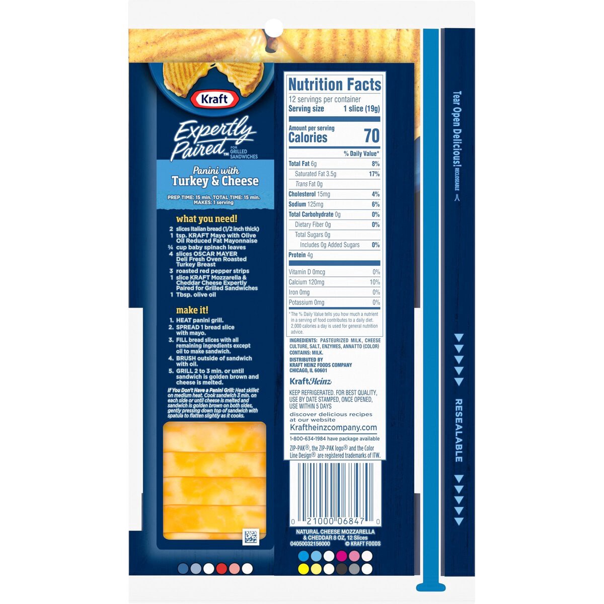 slide 5 of 13, Kraft Expertly Paired Mozzarella & Cheddar Cheese Slices for Grilled Cheese Sandwiches, 12 ct Pack, 12 ct